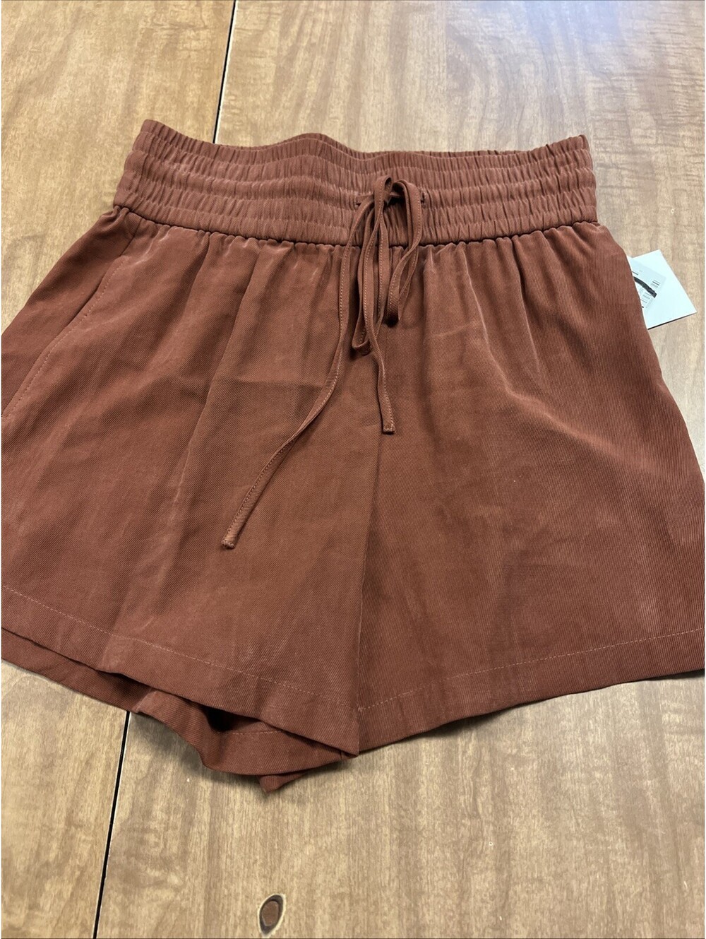 Open Edit Women’s Tie Waist Pull-On Shorts in Rust Cherry Small